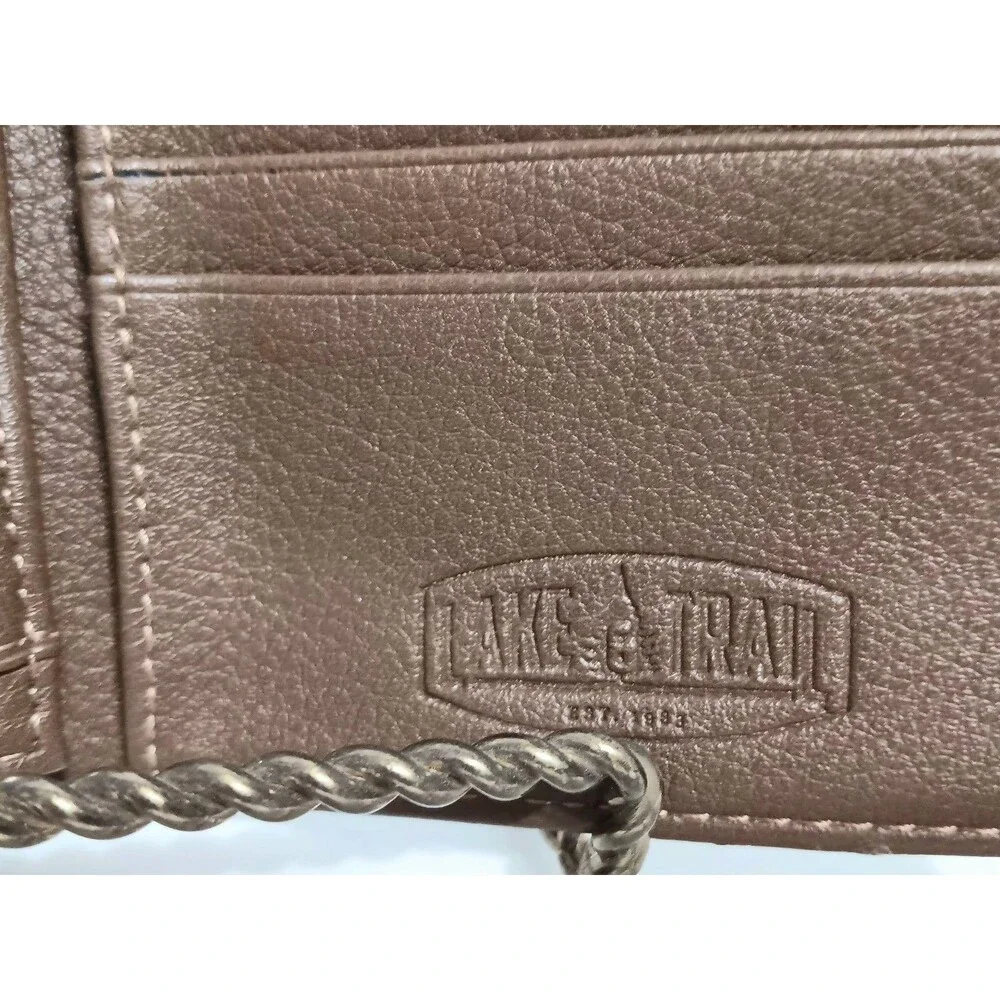 Lake & Trail Green Canvas / Brown Leather Bi-fold Men's Wallet 4.25